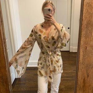 Show Me Your Mumu feather print belted top